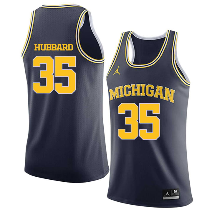 University of Michigan 35 Phil Hubbard Navy College Basketball Jersey Dzhi